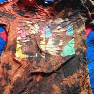 Distressed bleach tie dye gorillaz t